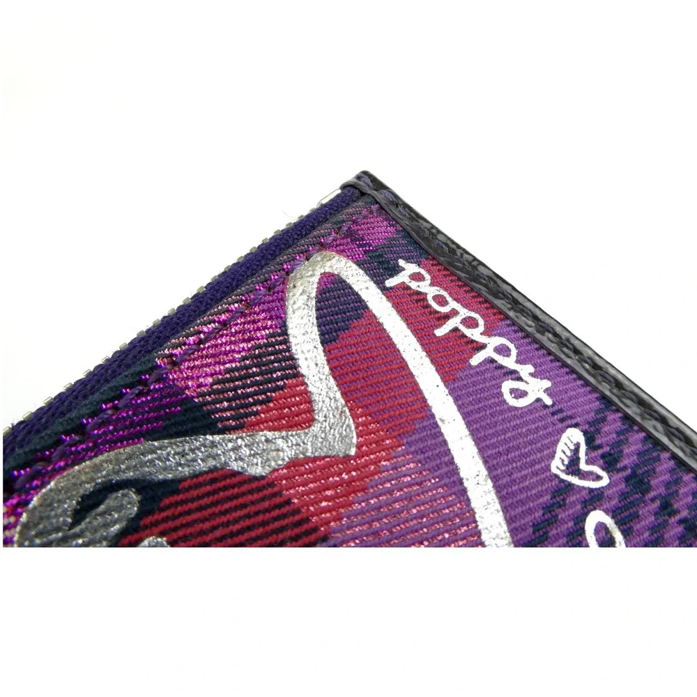 Coach Poppy Purple Plaid Zipper Pouch